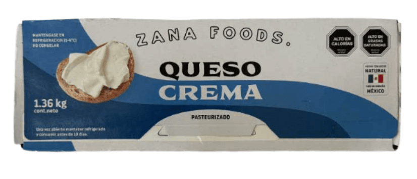 QUESO CREMA ZANAFOODS 1.36 KG.
