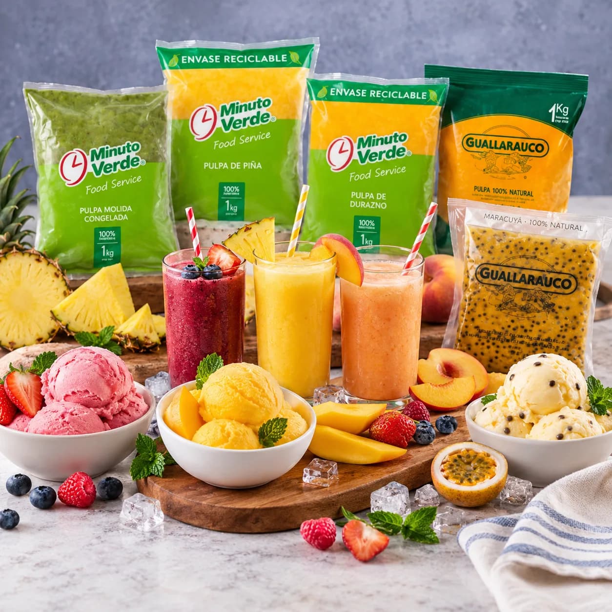Pulpas de fruta y helados